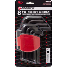 Набор ключей Г-образных 6-гранных, 8пр.(7-14мм)в пластиковом держателе Forsage код F-5087