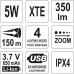 Фонарик светодиодный 27*94 мм (5W, 350lm, 3.7V, USB, IPX4, zoom) YATO (Польша) код YT-08569