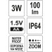 Фонарик светодиодный IP64 100х25мм (3W, 100lm, 1.5V, 1xAA, zoom) YATO (Польша) код YT-08571