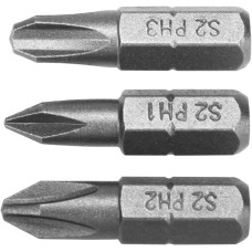 Бита 1/4" PH1, PH2, PH3 х25 мм 3 пр. YATO (Польша) код YT-77878