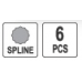 Набор бит SPLINE 30 мм с переходником 1/2" 6 пр. YATO (Польша) код YT-0414
