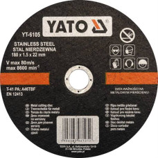 Круг отрезной по металлу и нержавеющей стали 180х22х1,5 мм YATO (Польша) код YT-6105