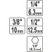 Набор адаптеров с 6-гранной головкой 1/4", 3/8", 1/2" 3 пр. YATO (Польша) код YT-04685