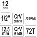 Набор головок торцевых 1/2" 12 пр. YATO (Польша) код YT-12621