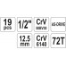 Набор головок торцевых с трещоткой 1/2" 19 пр. YATO (Польша) код YT-3868