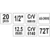Набор головок торцевых с трещоткой 1/2" 20 пр. YATO (Польша) код YT-3869