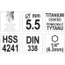 Сверло по металлу с титановым покрытием HSS-TIN 5,5 мм с 6-гранным хвостовиком HEX DIN338 YATO (Польша) код YT-44763