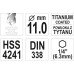 Сверло по металлу с титановым покрытием HSS-TIN 11,0 мм с 6-гранным хвостовиком HEX DIN338 YATO (Польша) код YT-44773