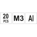 Заклепки резьбовые алюминиевые М3 (20 шт.) YATO (Польша) код YT-36451