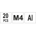 Заклепки резьбовые алюминиевые М4 (20 шт.) YATO (Польша) код YT-36452